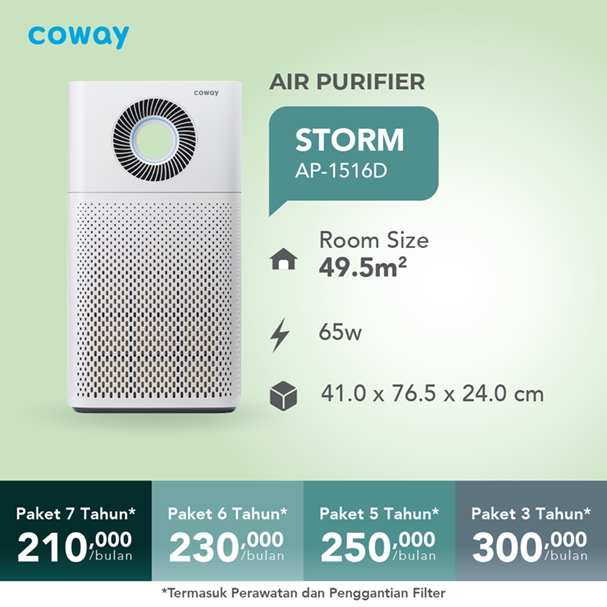 Storm Coway - kuat menyaring debu, asap, dan alergen